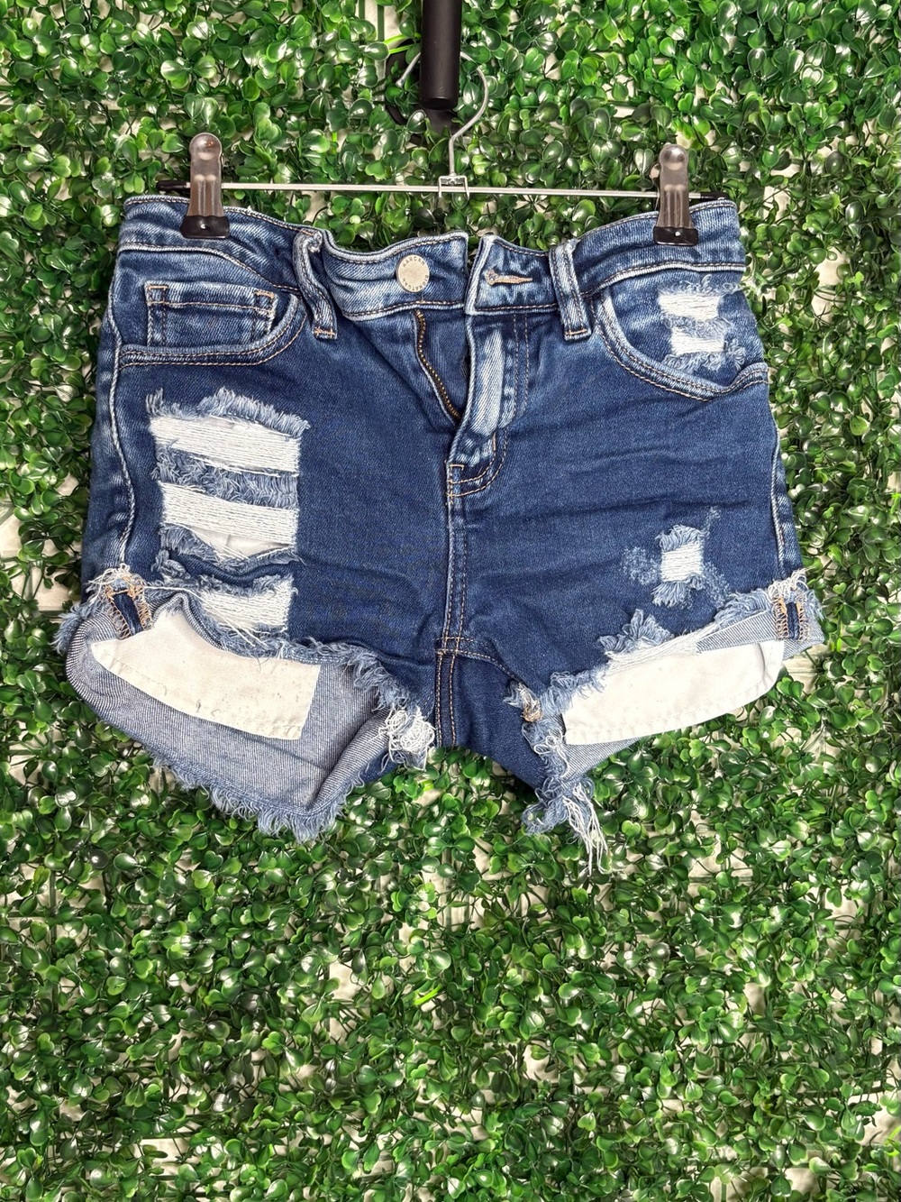 KanCan Blue Distressed Rolled-Hem Girls' Denim Shorts